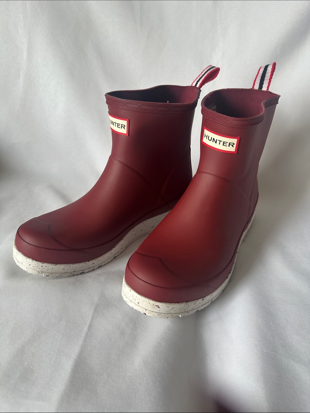 Hunter Womens Size 7 Red Play Short Speckle Sole Rubber Rain Best-selling Boots